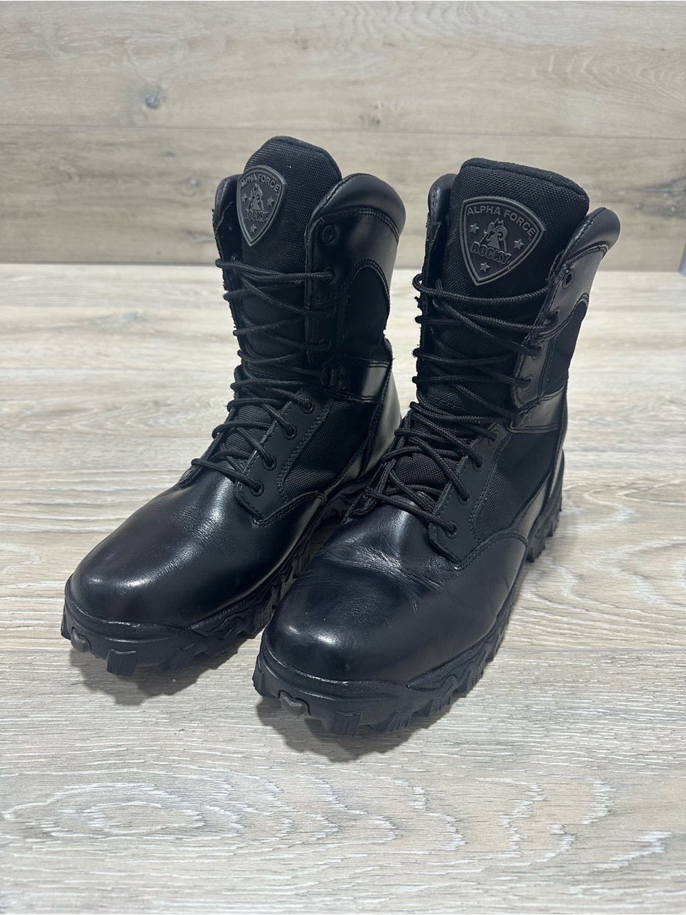 Rocky Alpha Force Tactical Military Boots Black Leather Duty Work Combat 10.5M